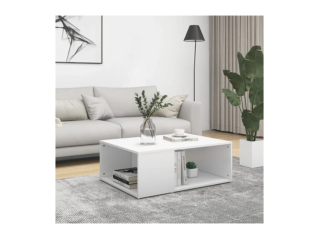 Table basse blanc 90x67x33 cm bois d'ingénierie