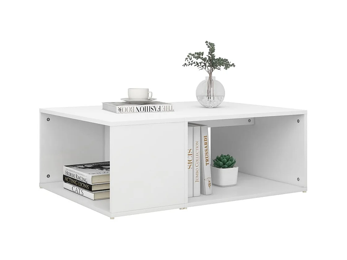 Table basse blanc 90x67x33 cm bois d'ingénierie