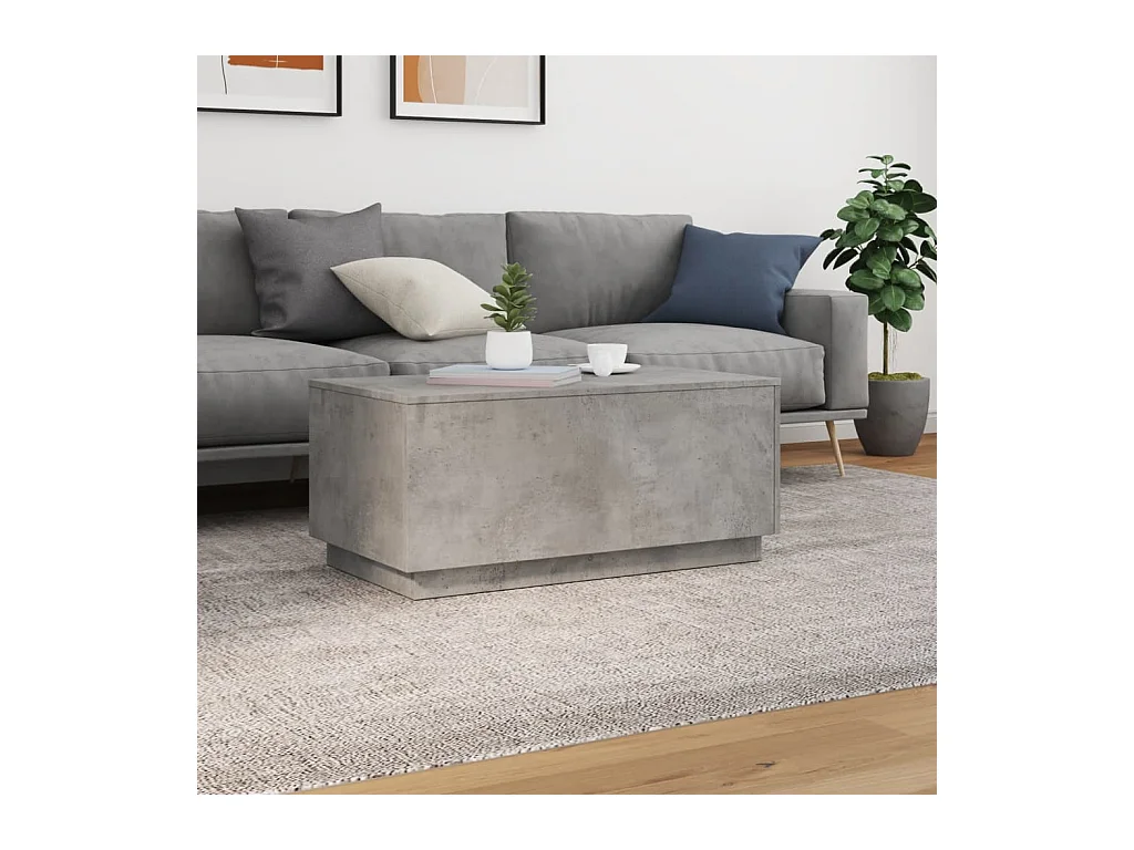 Salontafel met ledverlichting, betongrijs, 90x50x40 cm