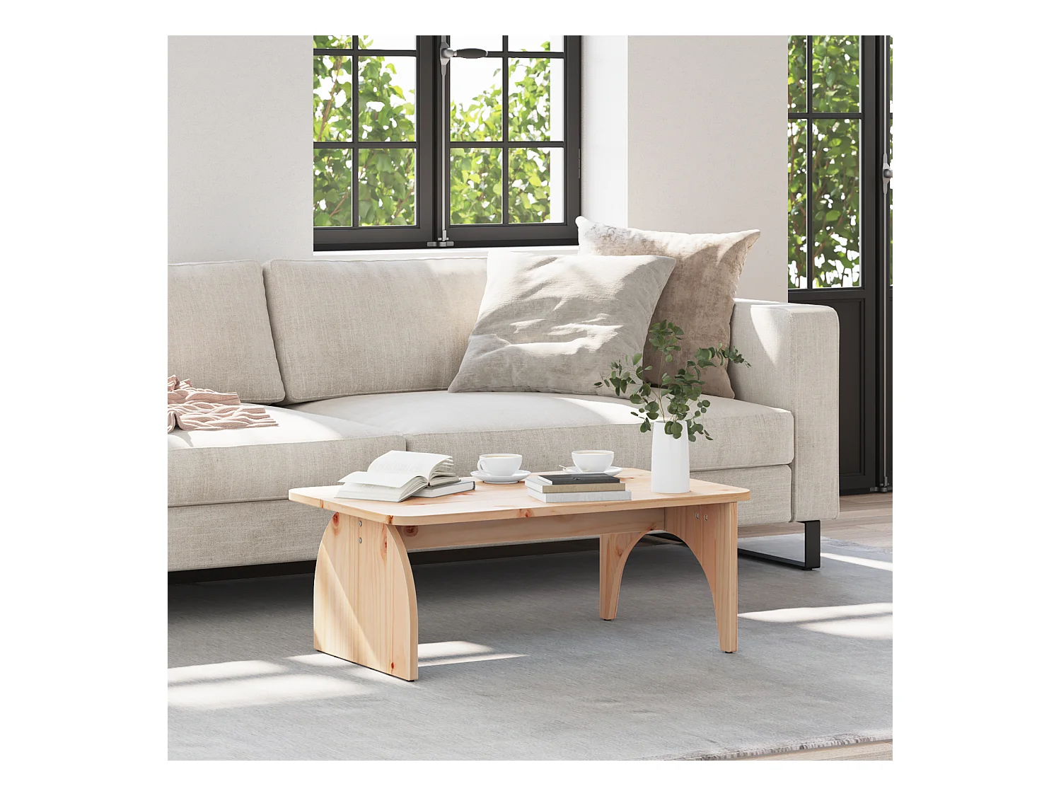 Table basse Naturel 80 x 50 x 31 cm Bois de pin massif