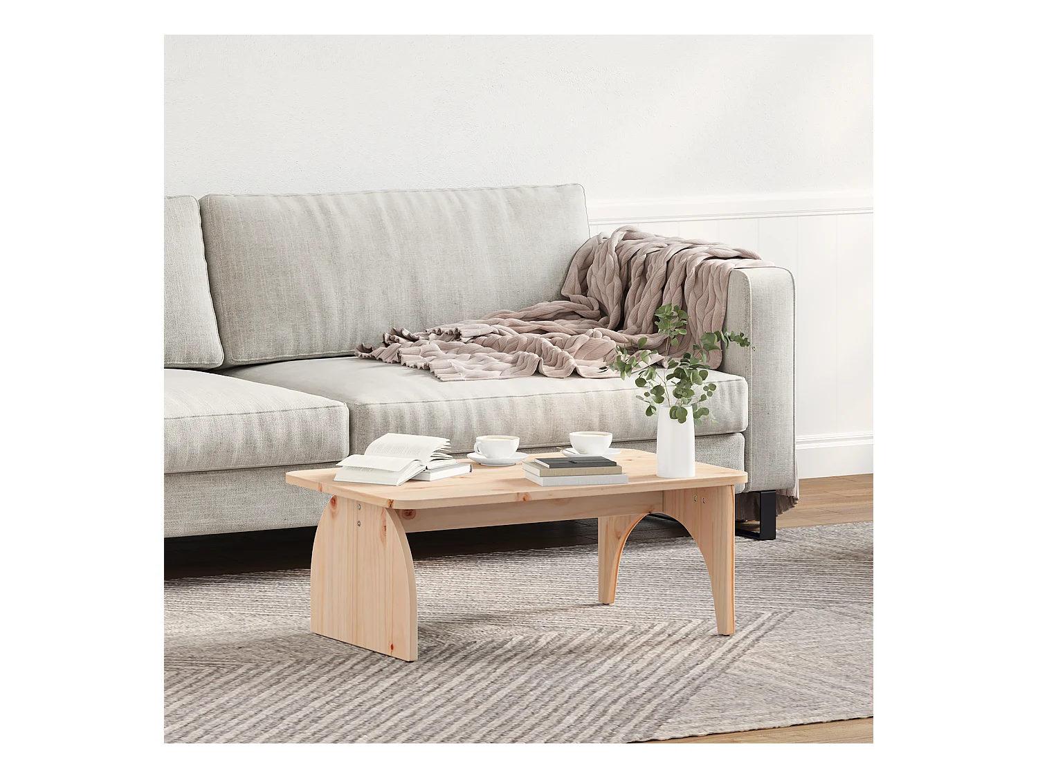 Table basse Naturel 80 x 50 x 31 cm Bois de pin massif