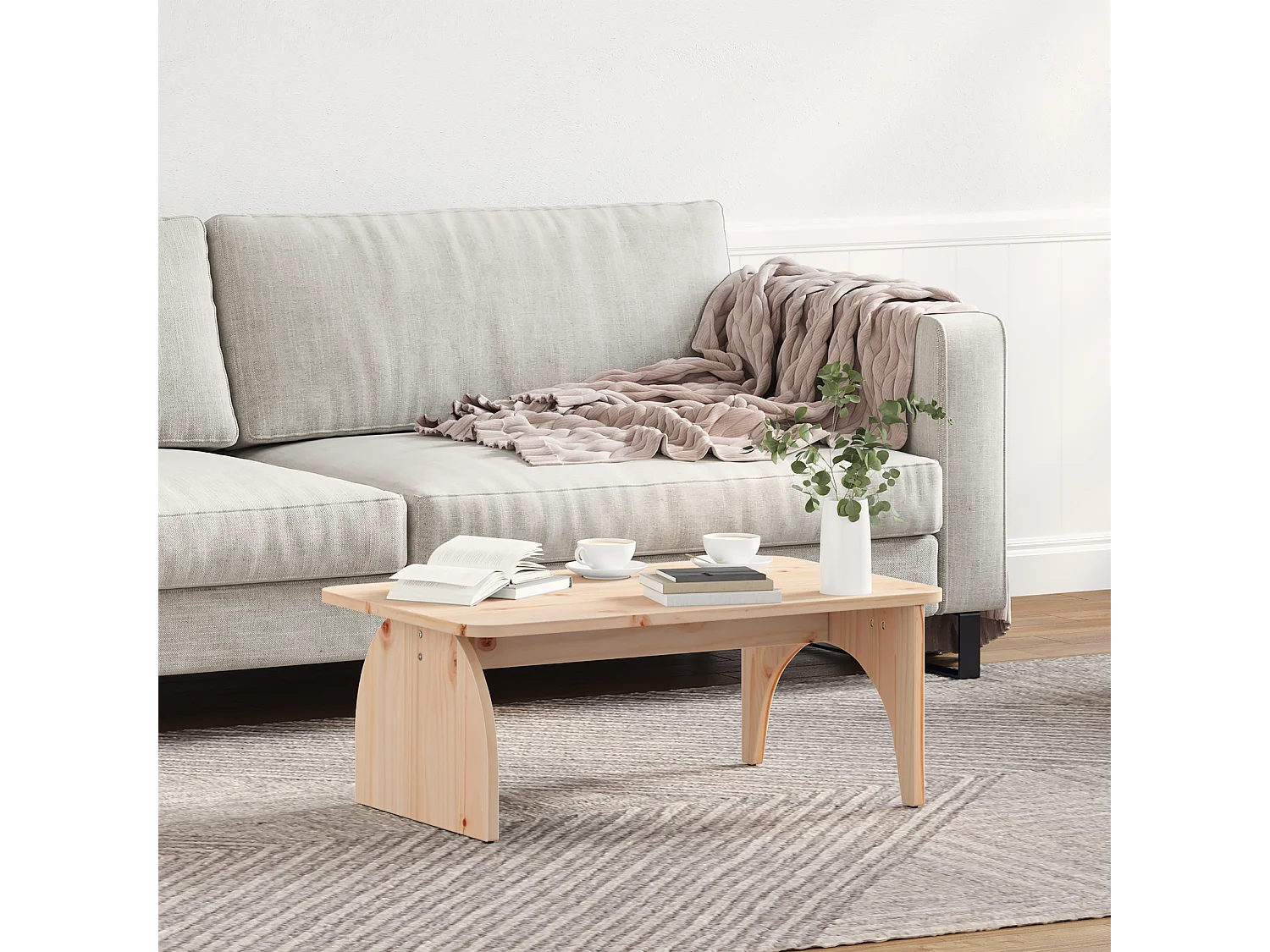 Table basse Naturel 80 x 50 x 31 cm Bois de pin massif