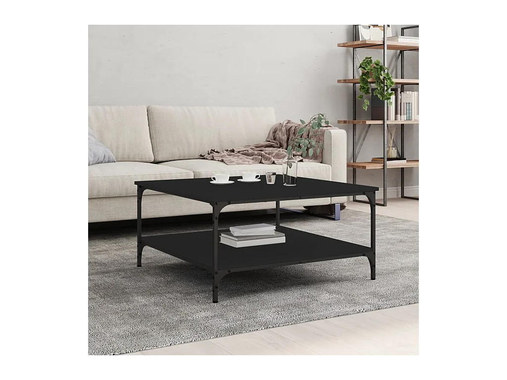Table basse noir 80x80x40 cm bois d'ingénierie