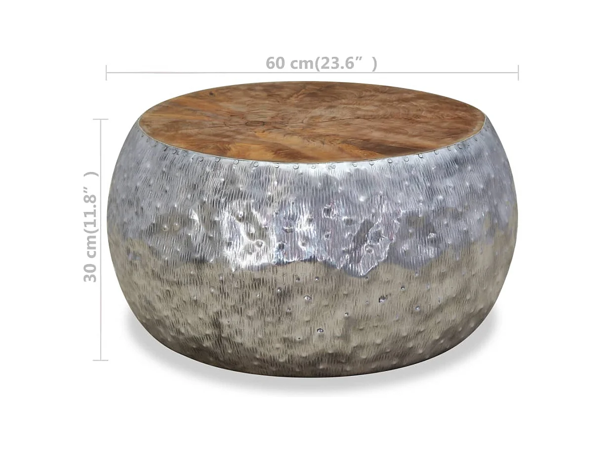 Table basse Aluminium Teck 60x60x30 cm