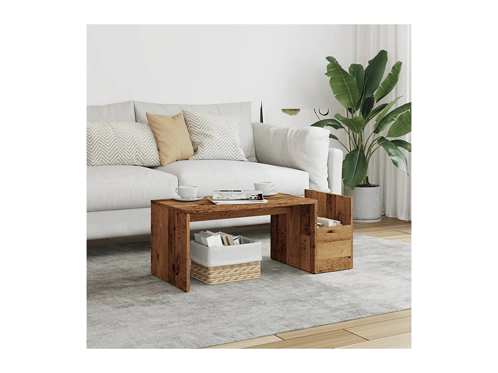 Table basse vieux bois 90x45x35 cm bois d'ingénierie