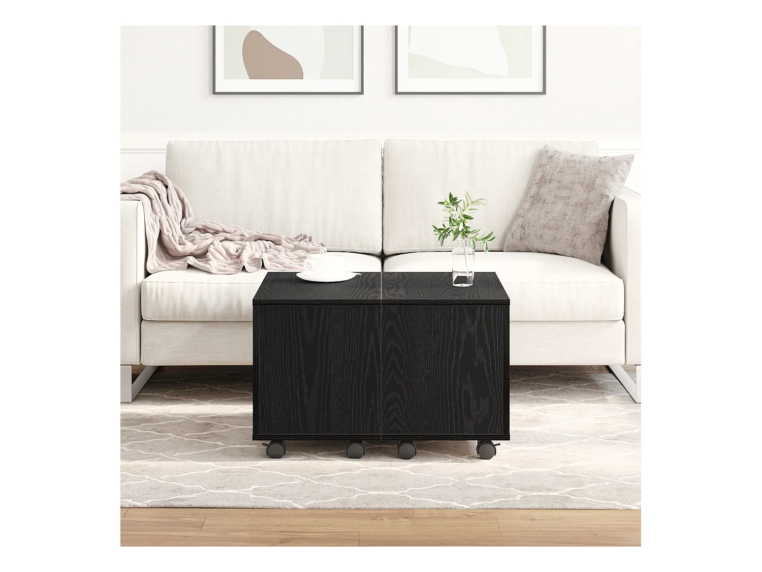 Table basse Chêne noir 60x60x38 cm en bois aggloméré