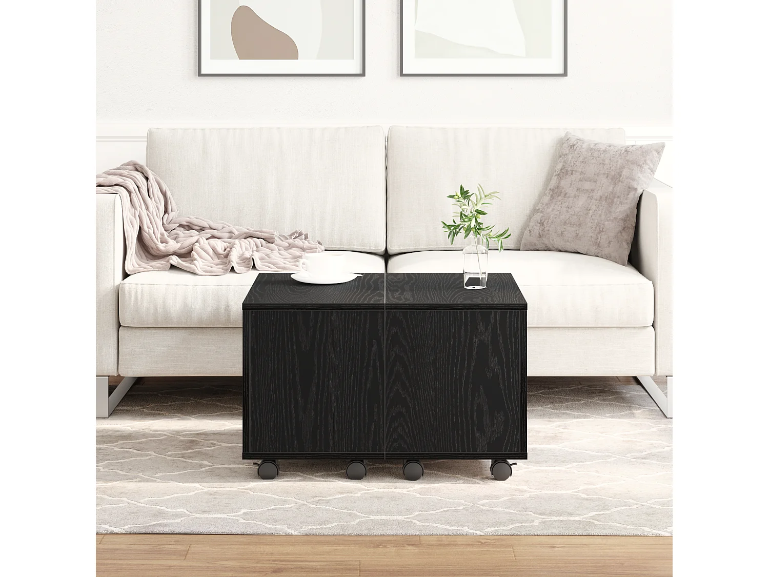 Table basse Chêne noir 60x60x38 cm en bois aggloméré