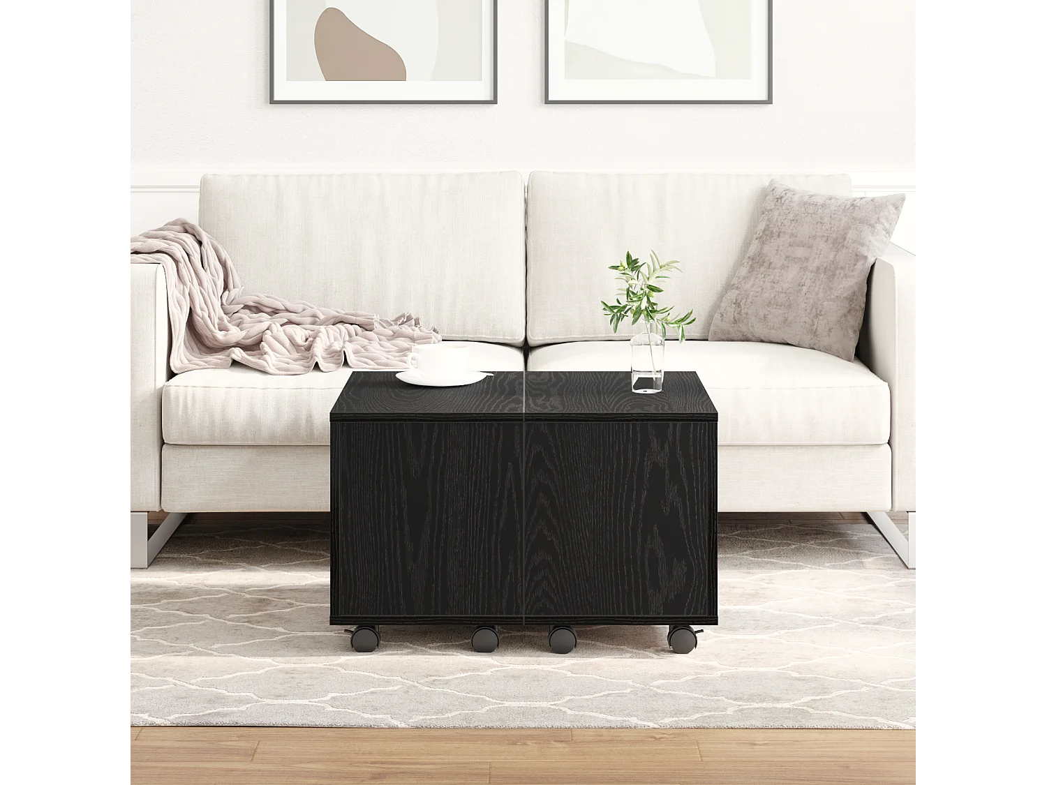 Table basse Chêne noir 60x60x38 cm en bois aggloméré