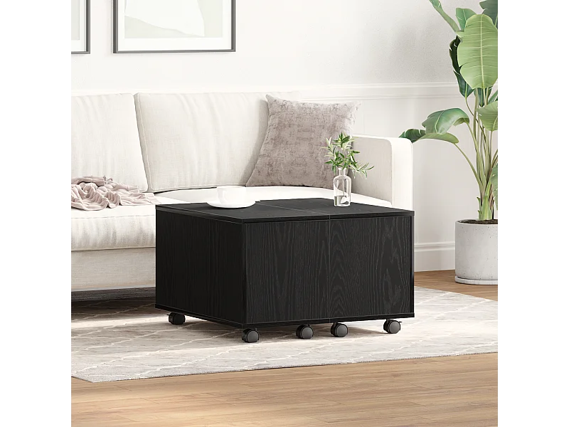 Zwarte eiken salontafel 60x60x38 cm in spaanplaat