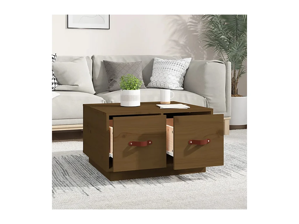 Table basse Marron miel 60x53x35 cm Bois massif de pin