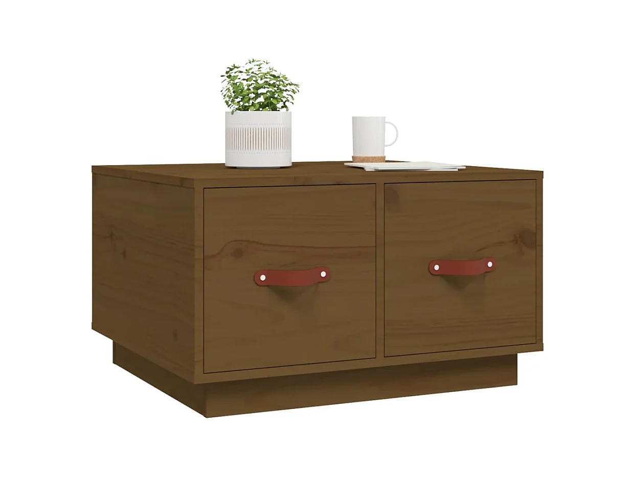 Table basse Marron miel 60x53x35 cm Bois massif de pin