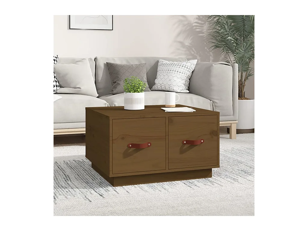 Tavolino da caffè color miele 60x53x35 cm in legno di pino massello
