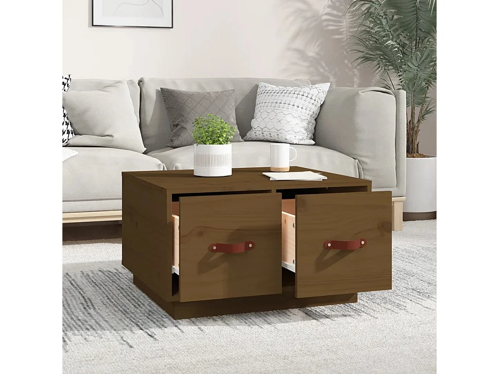 Table basse Marron miel 60x53x35 cm Bois massif de pin