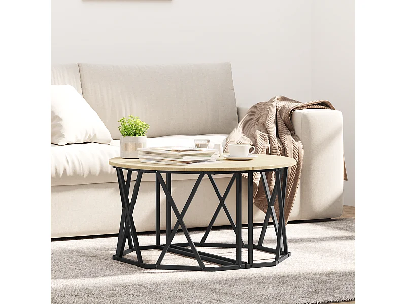 Mesa de centro de roble Sonoma 80x80x42 cm en aglomerado