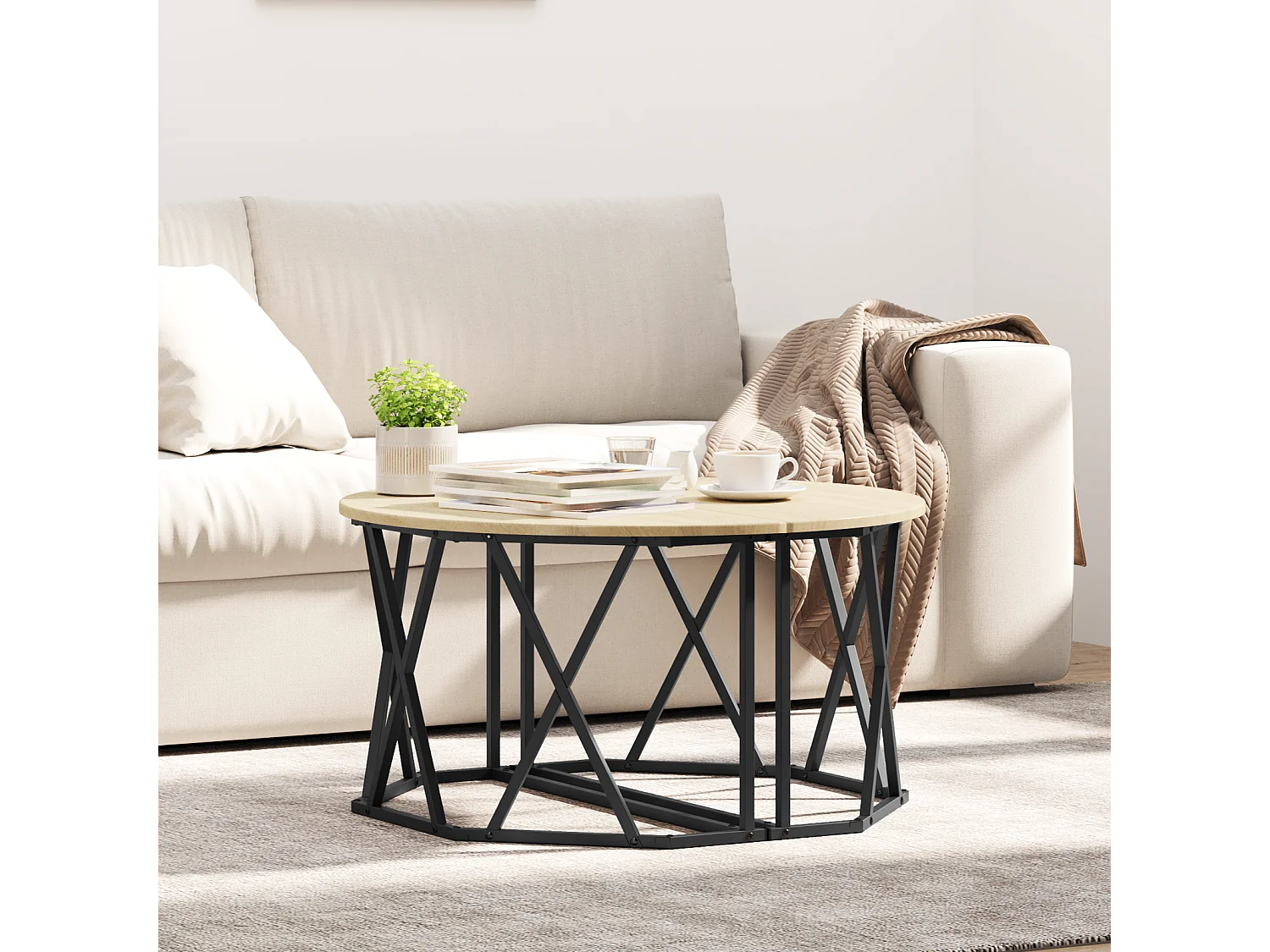 Table basse en chêne Sonoma 80x80x42 cm en bois aggloméré