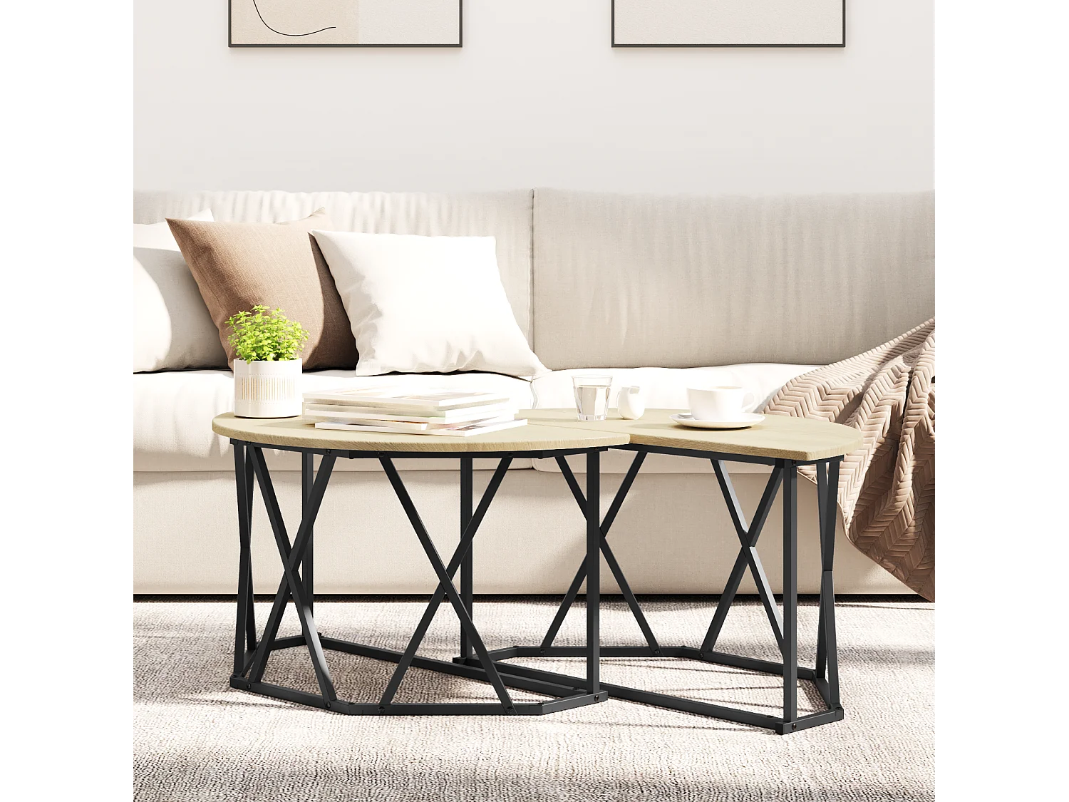 Table basse en chêne Sonoma 80x80x42 cm en bois aggloméré