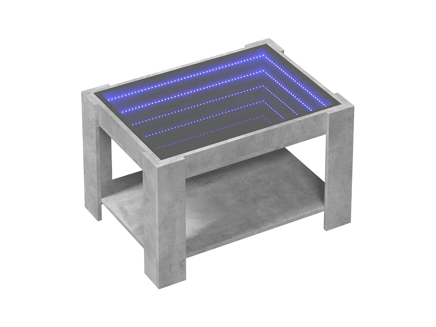 Tavolino grigio cemento con LED 73x53x45 cm in legno ingegnerizzato