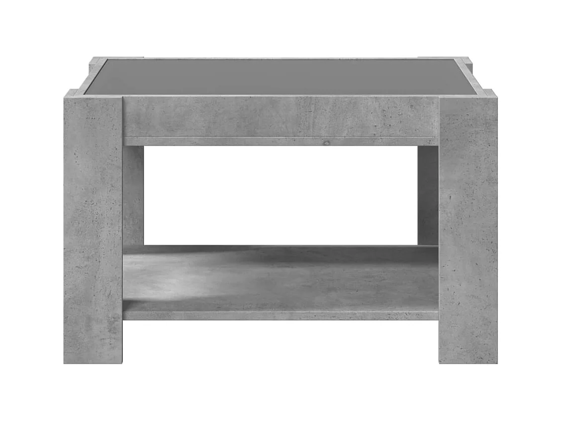 Tavolino grigio cemento con LED 73x53x45 cm in legno ingegnerizzato
