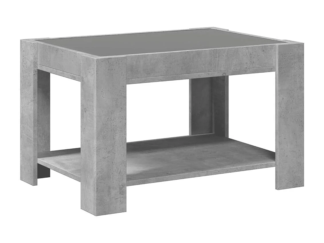 Tavolino grigio cemento con LED 73x53x45 cm in legno ingegnerizzato