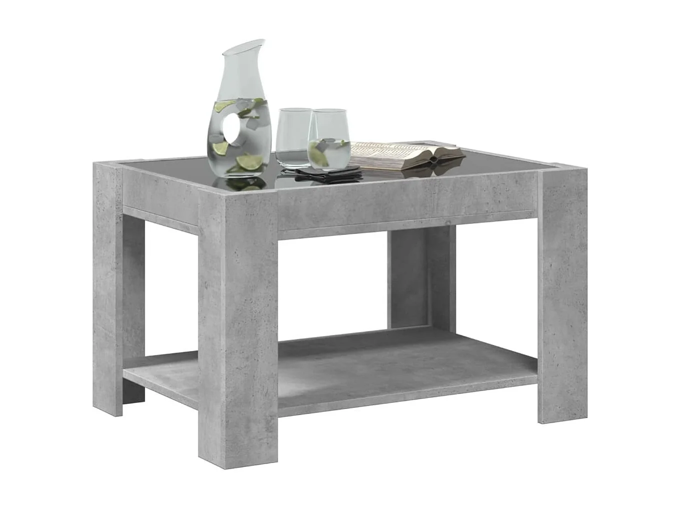 Betongrauer Couchtisch mit LED 73x53x45 cm Holzwerkstoff