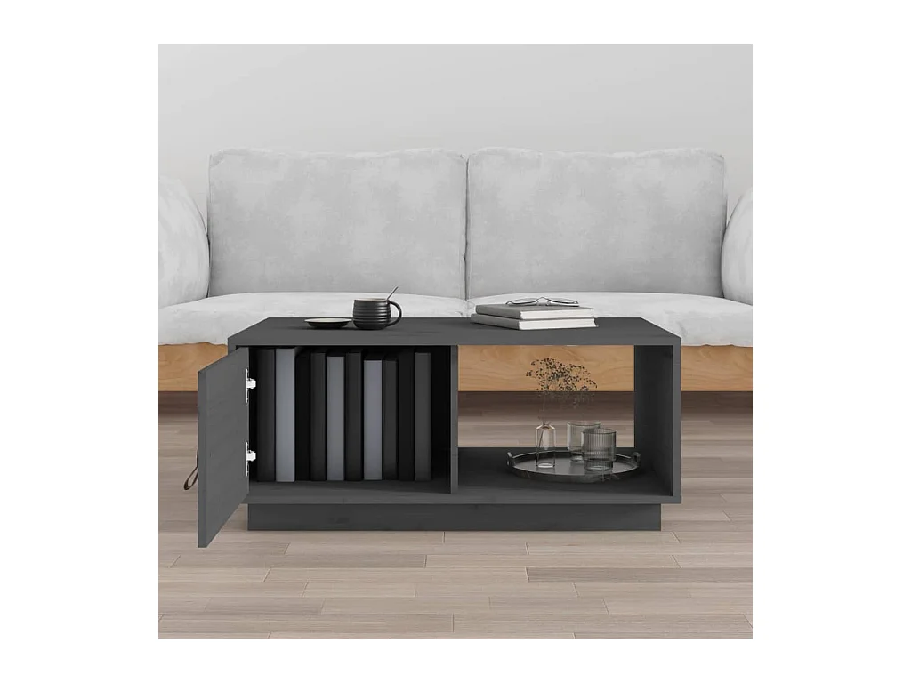 Table basse Gris 80x50x35,5 cm Bois massif de pin