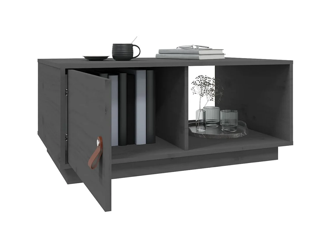 Table basse Gris 80x50x35,5 cm Bois massif de pin
