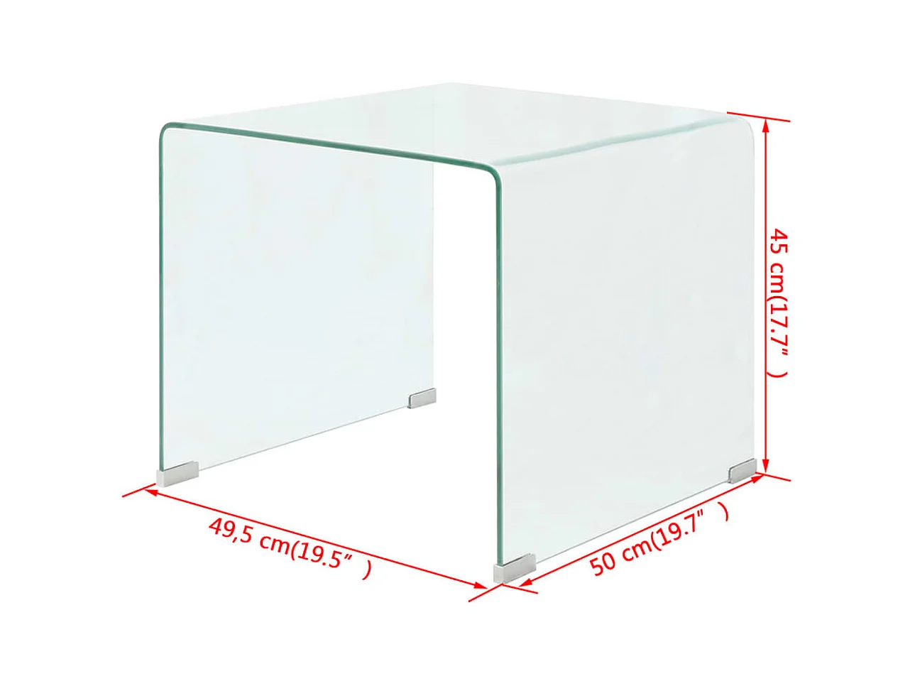 Table basse 49,5 x 50 x 45 cm Verre trempé Transparent