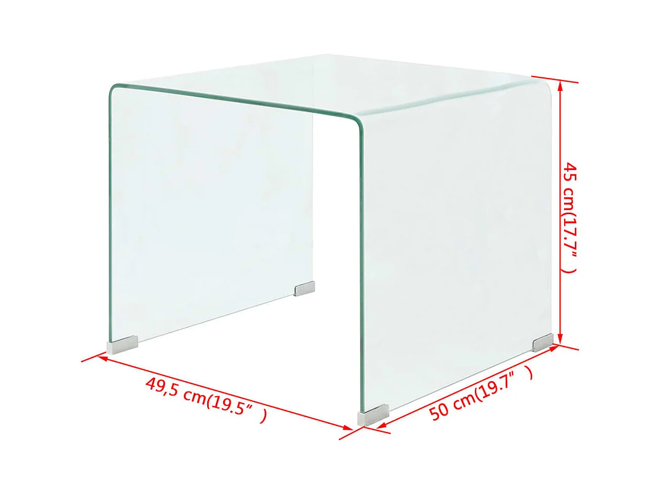 Table basse 49,5 x 50 x 45 cm Verre trempé Transparent