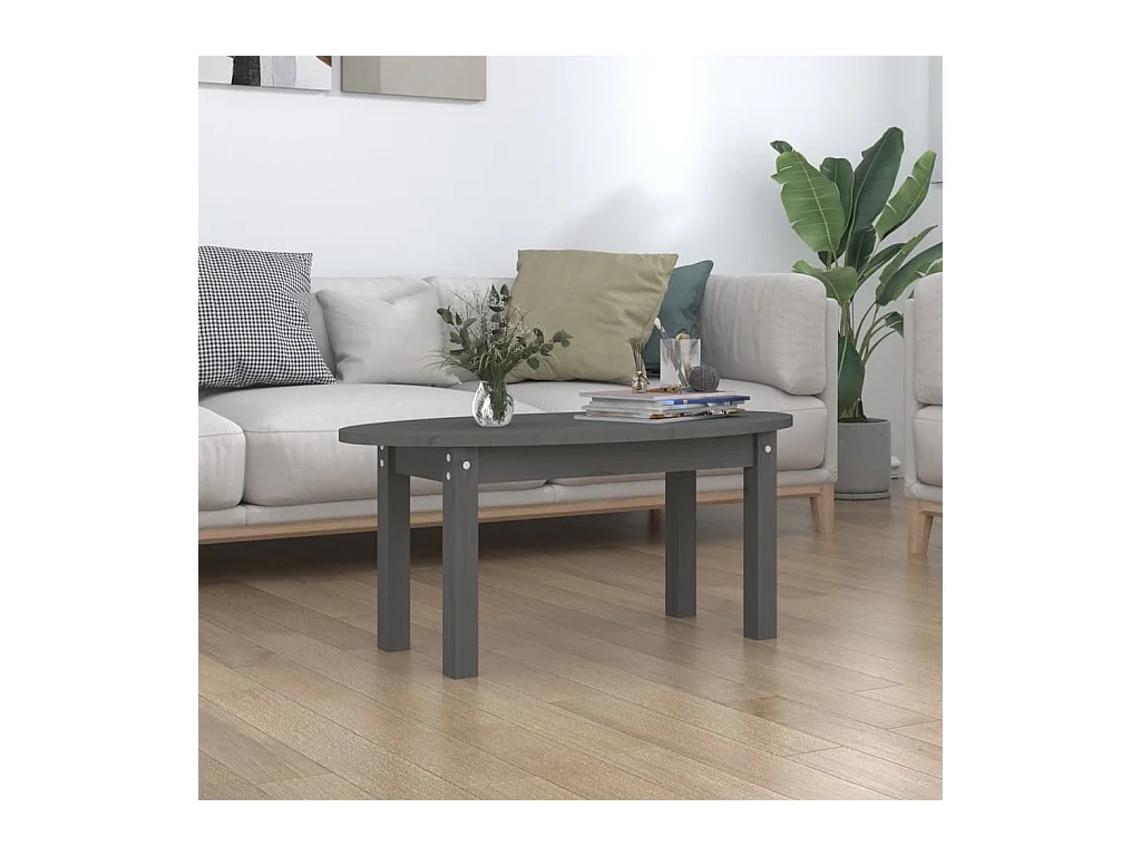 Table basse Gris 80x40x35 cm Bois massif de pin
