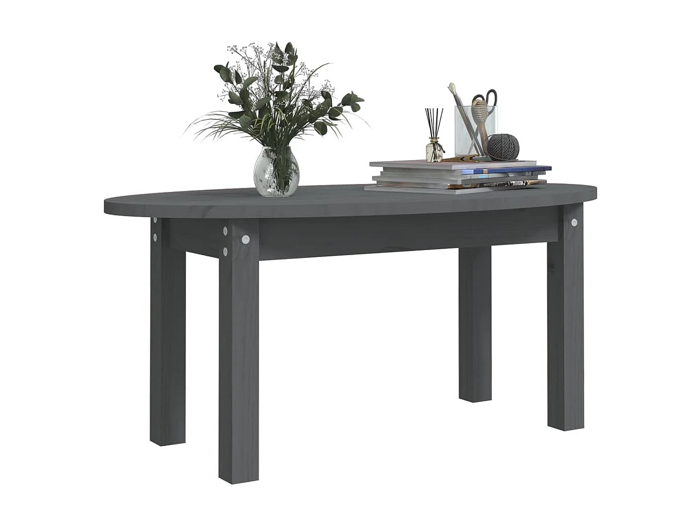 Table basse Gris 80x40x35 cm Bois massif de pin