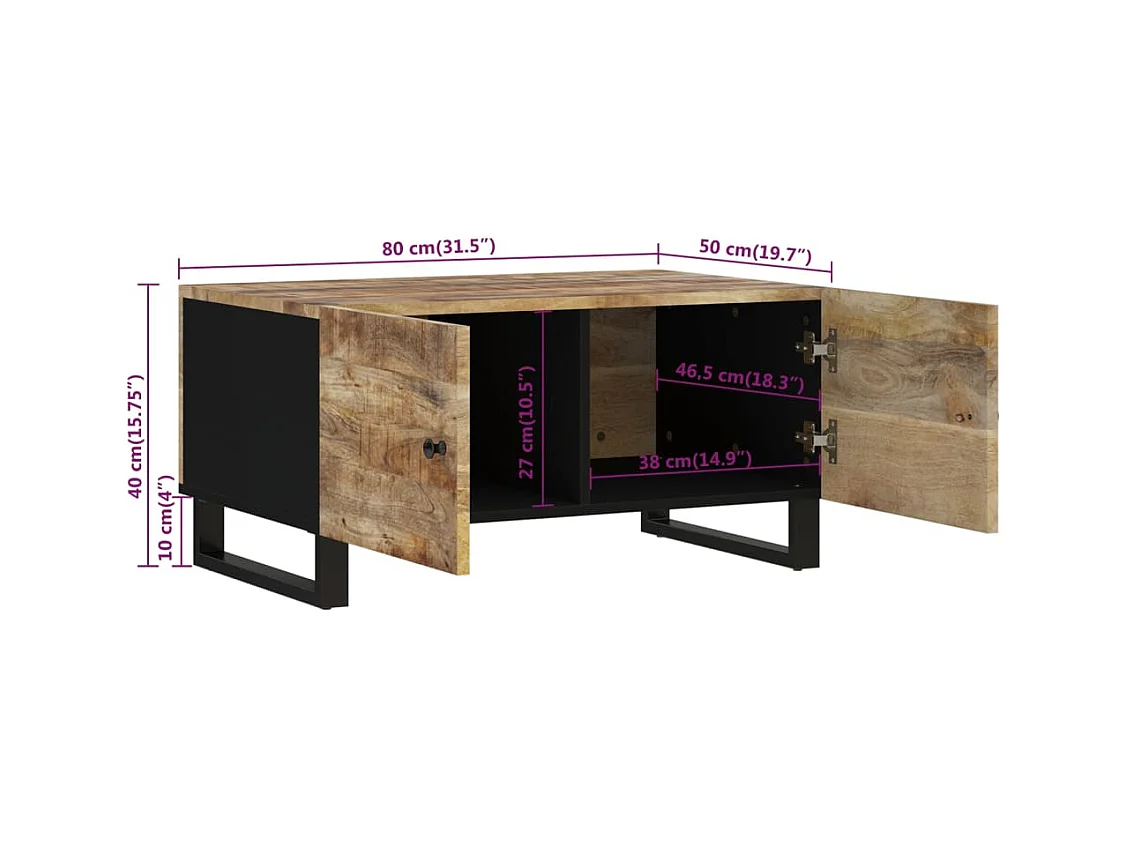 Table basse 80x50x40 cm Bois de manguier solide et d'ingénierie