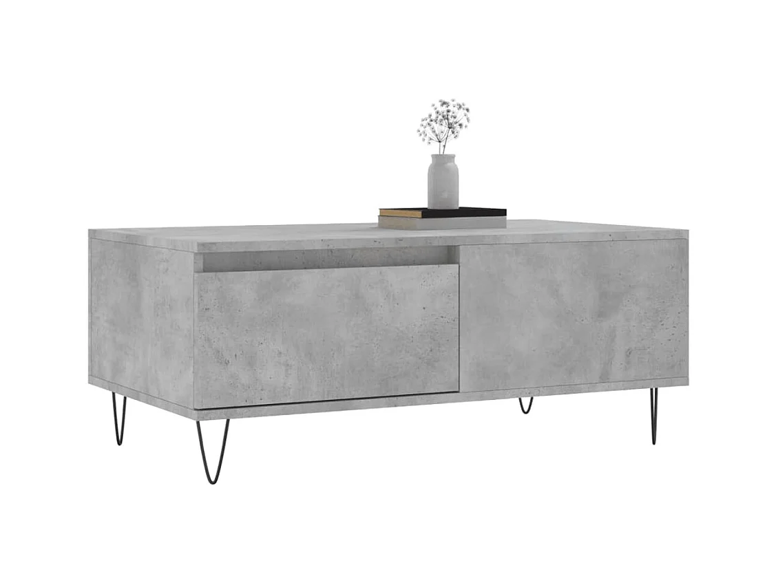Tavolino da caffè grigio cemento 90x50x36,5 cm in legno ingegnerizzato