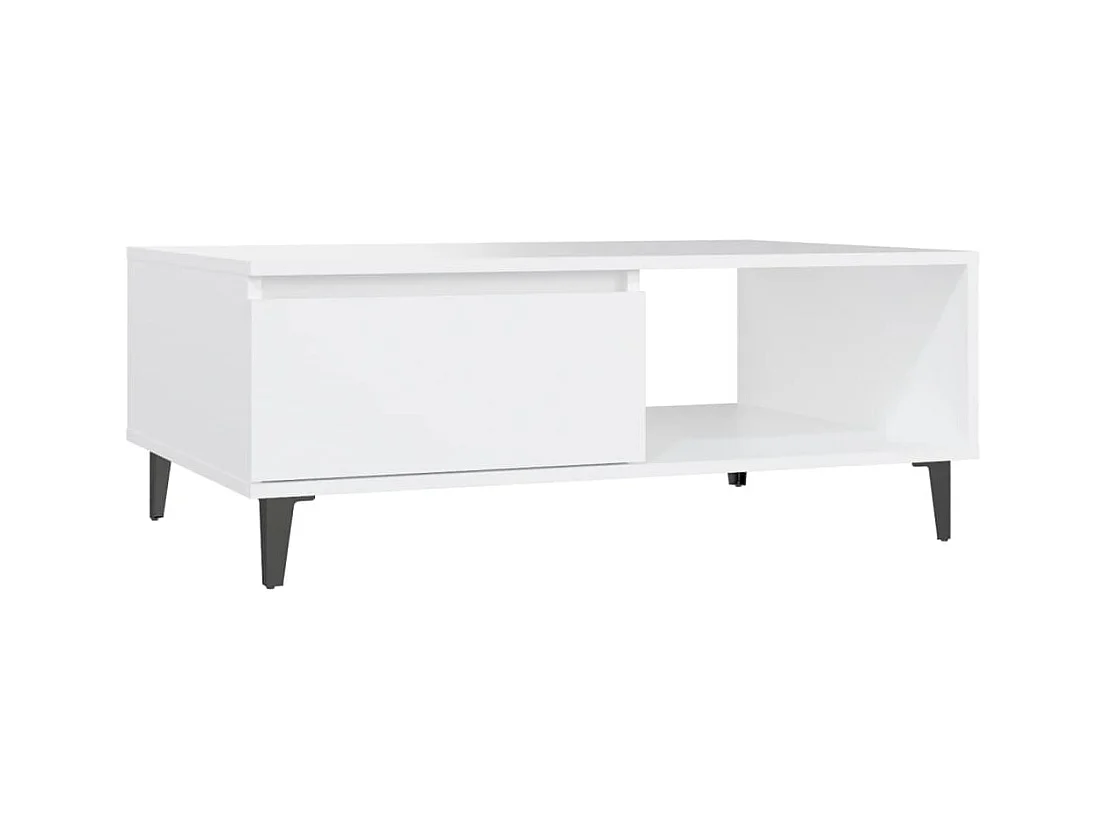 Table basse blanc 90x60x35 cm bois d'ingénierie