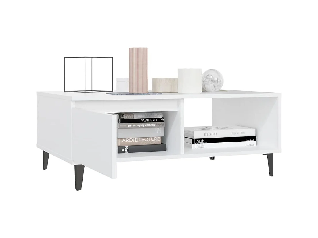 Table basse blanc 90x60x35 cm bois d'ingénierie