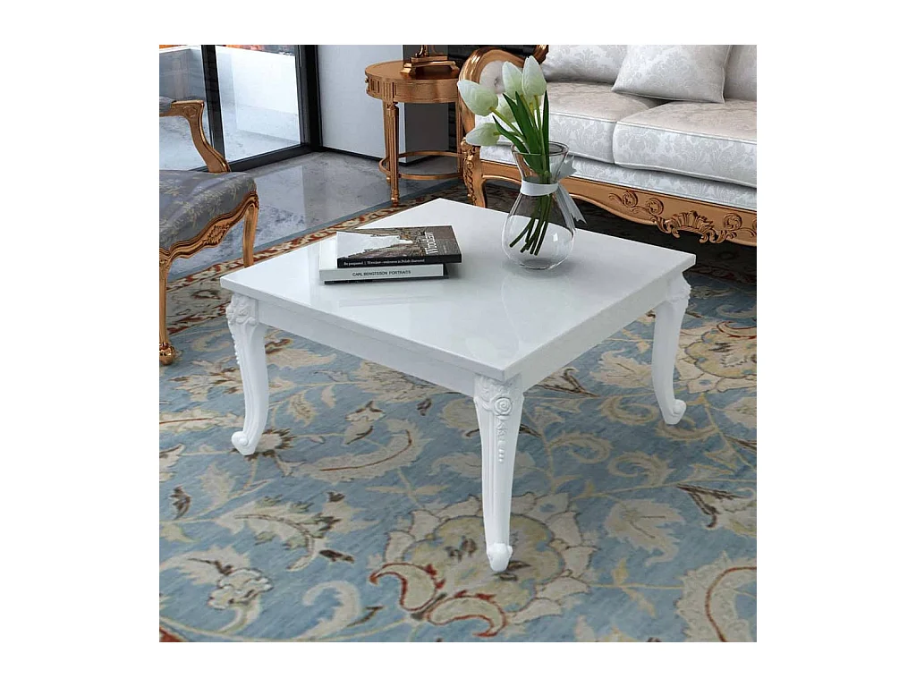 Table basse 80x80x42 cm Blanc brillant