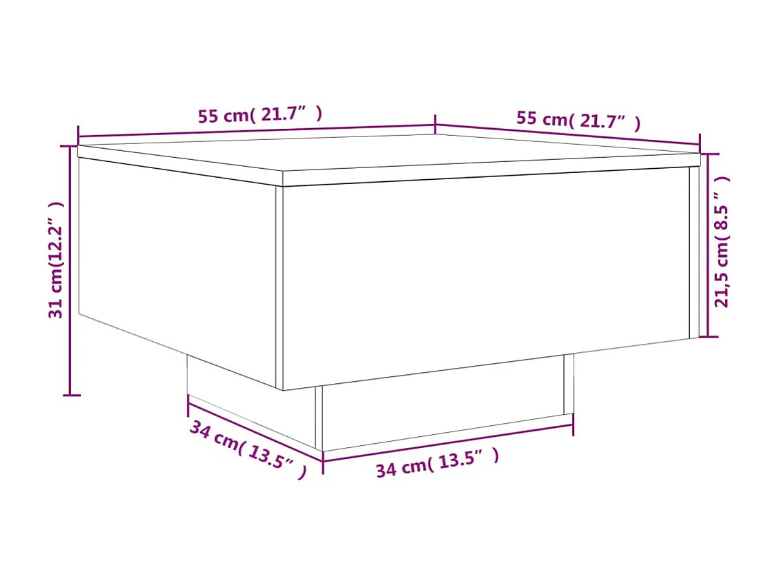 Table basse blanc 55x55x31 cm bois d'ingénierie