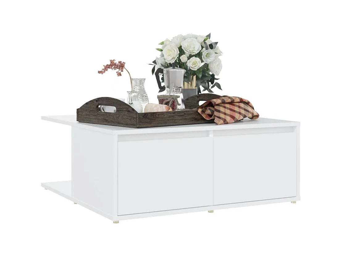 Table basse blanc 80x80x31 cm bois d'ingénierie