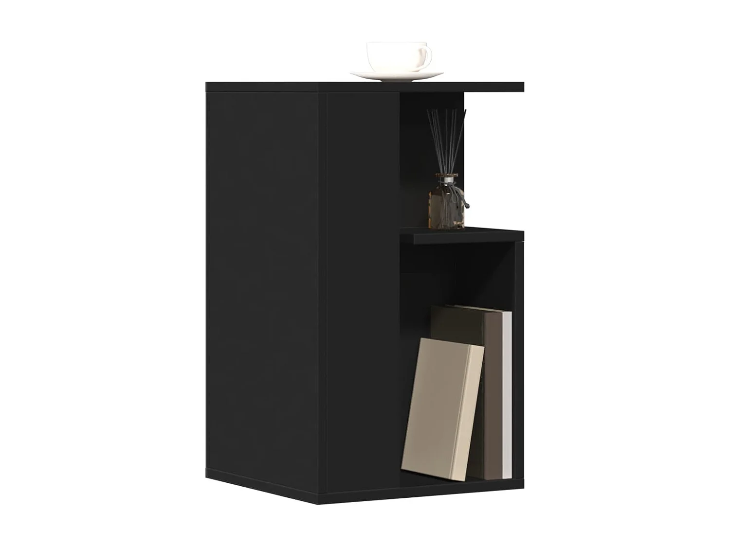 Mesa auxiliar negra 35x35x60 cm madera de ingeniería