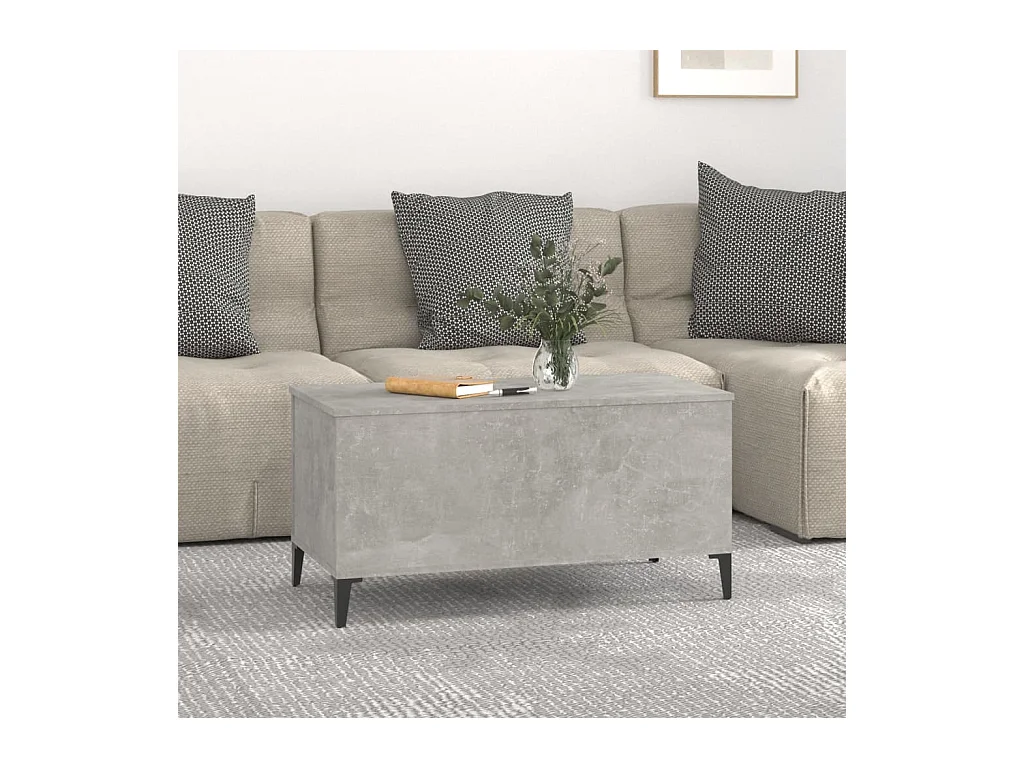 Betongrijze salontafel 90x44,5x45 cm bewerkt hout