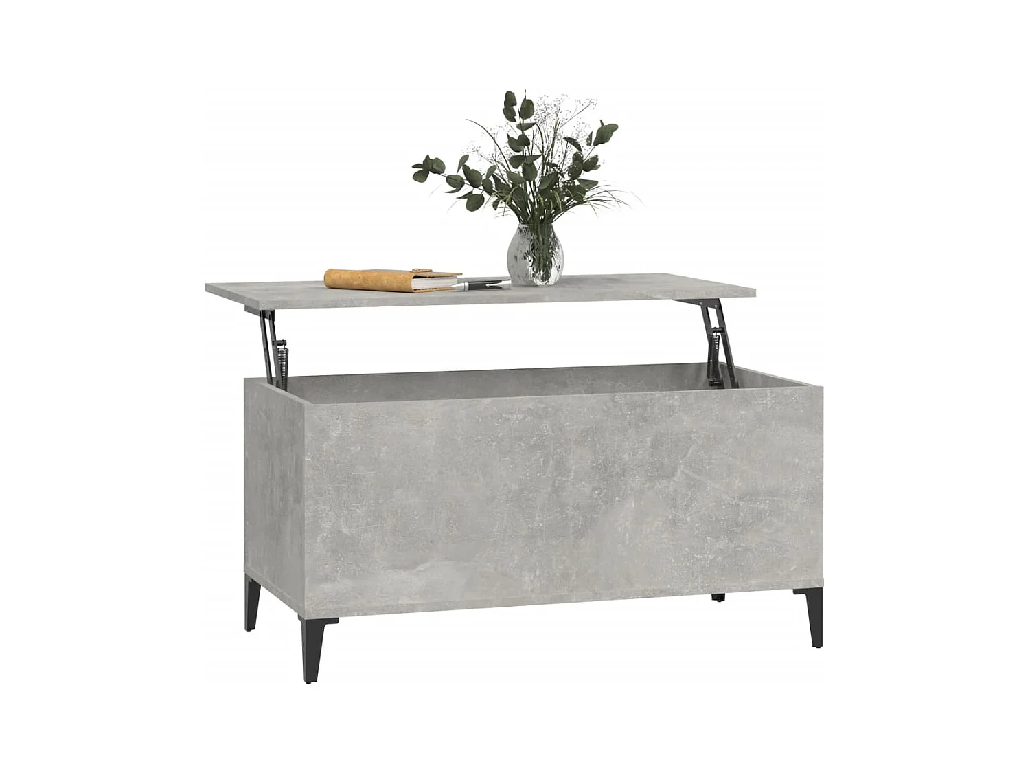 Betongrijze salontafel 90x44,5x45 cm bewerkt hout