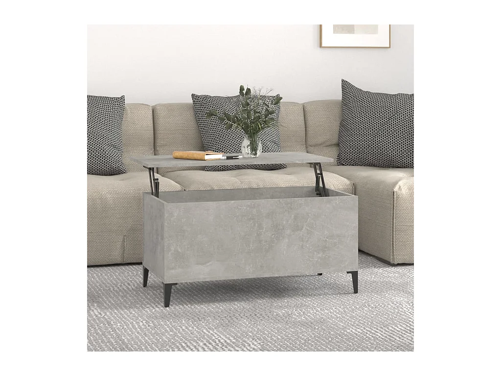 Mesa de centro gris hormigón 90x44,5x45 cm Madera de ingeniería