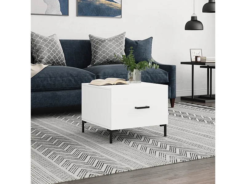 Table basse blanc 50x50x40 cm bois d'ingénierie