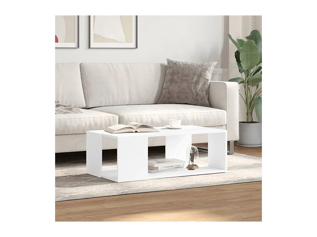 Witte salontafel 89,5x48x30 cm bewerkt hout