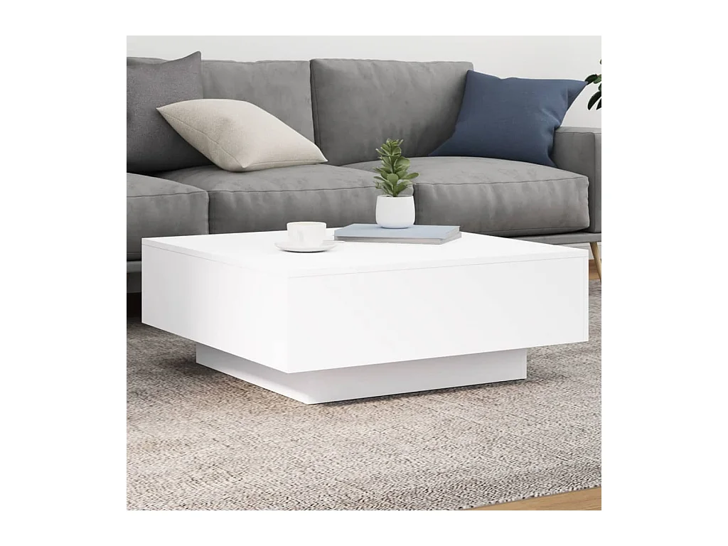 Table basse avec lumières LED blanc 80x80x31 cm