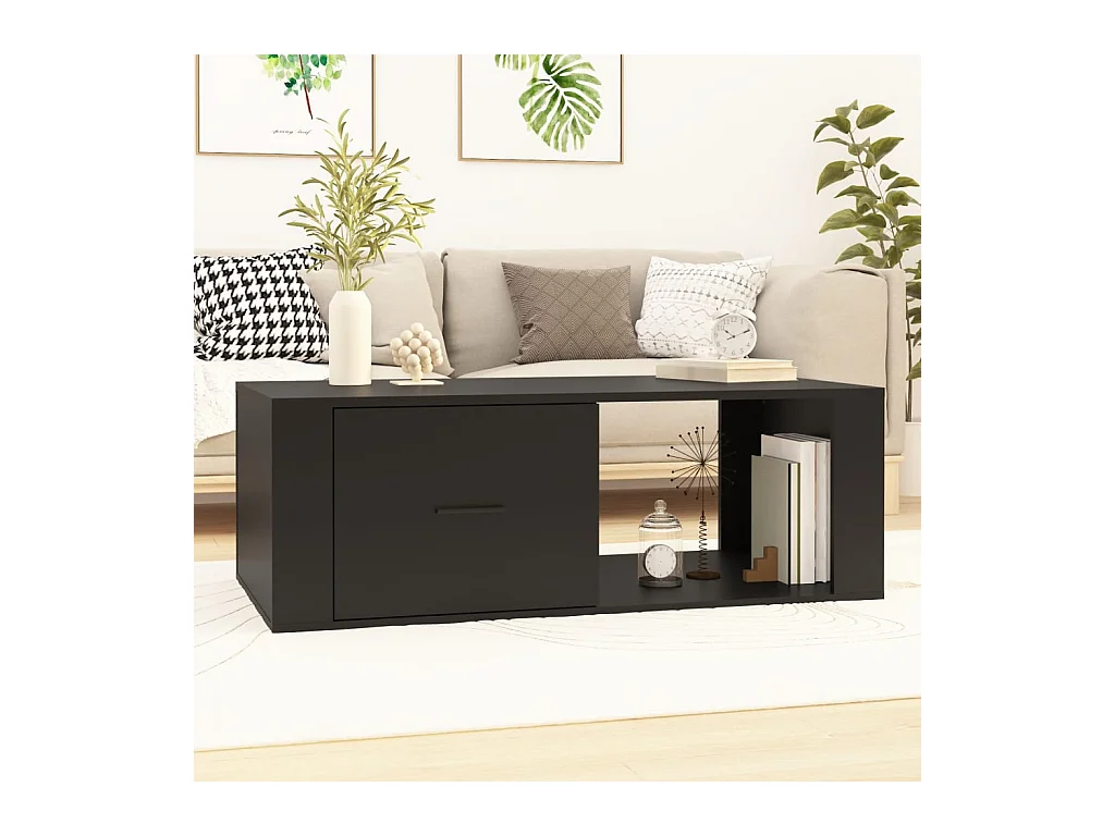 Table basse Noir 100x50,5x35 cm Bois d'ingénierie