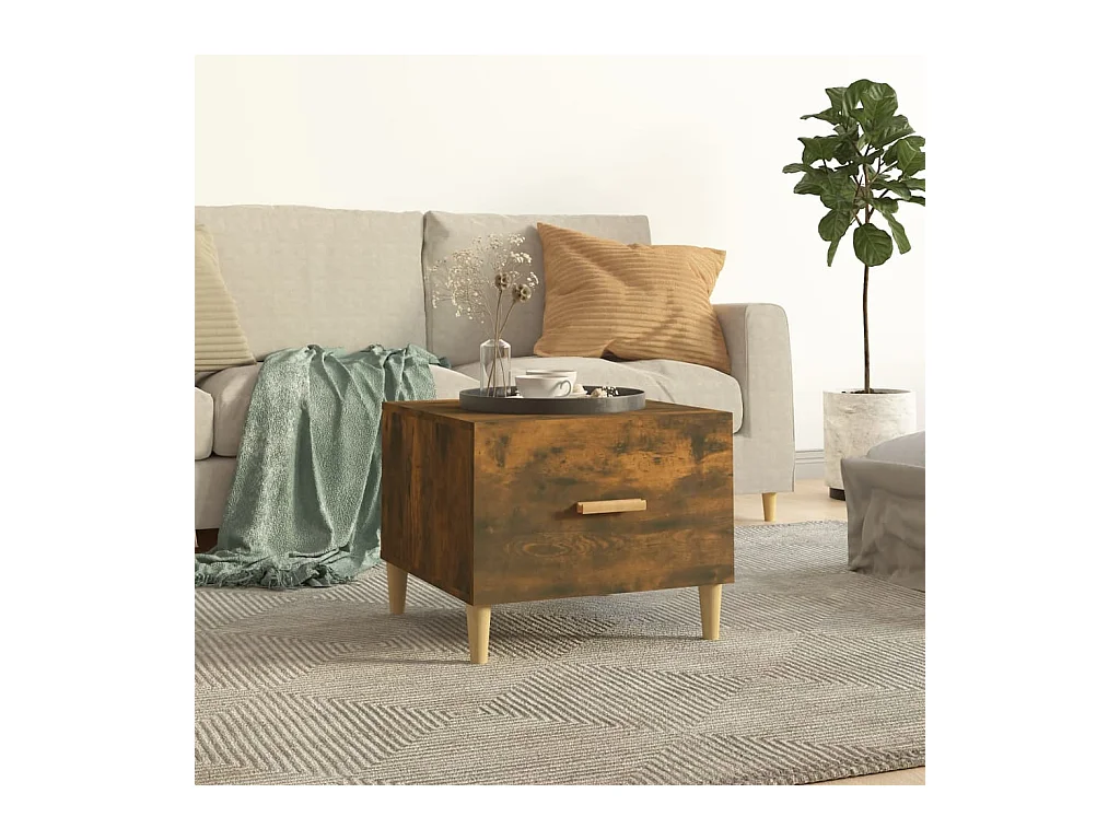 Tavolino da caffè in rovere affumicato 50x50x40 cm in legno ingegnerizzato