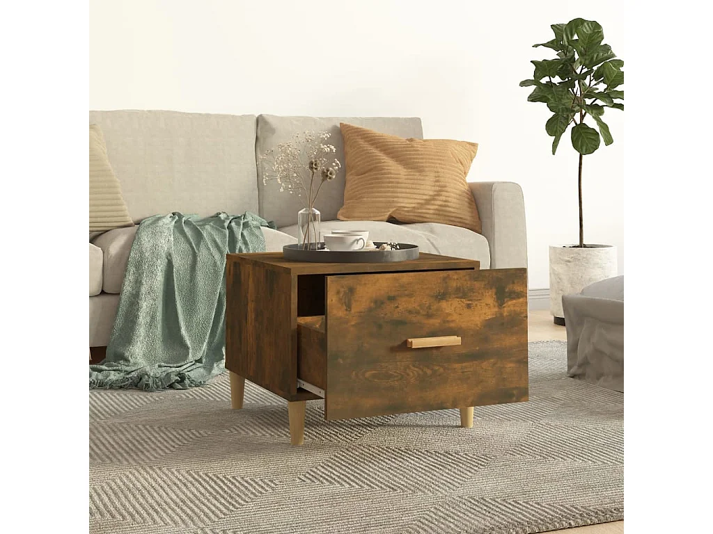 Table basse Chêne fumé 50x50x40 cm Bois d'ingénierie