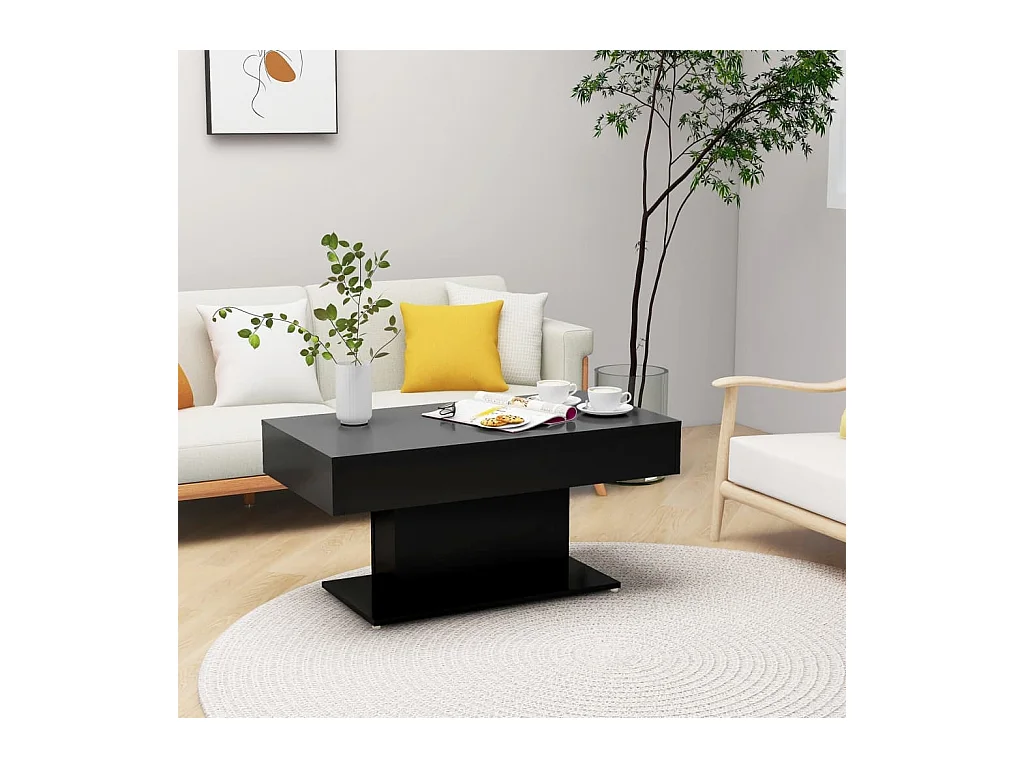 Table basse noir 96x50x45 cm bois d'ingénierie