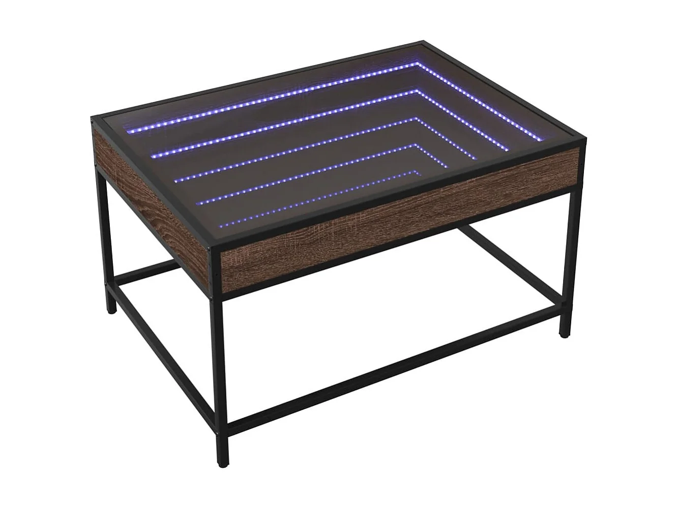 Table basse avec LED infini chêne marron 70x50x41 cm