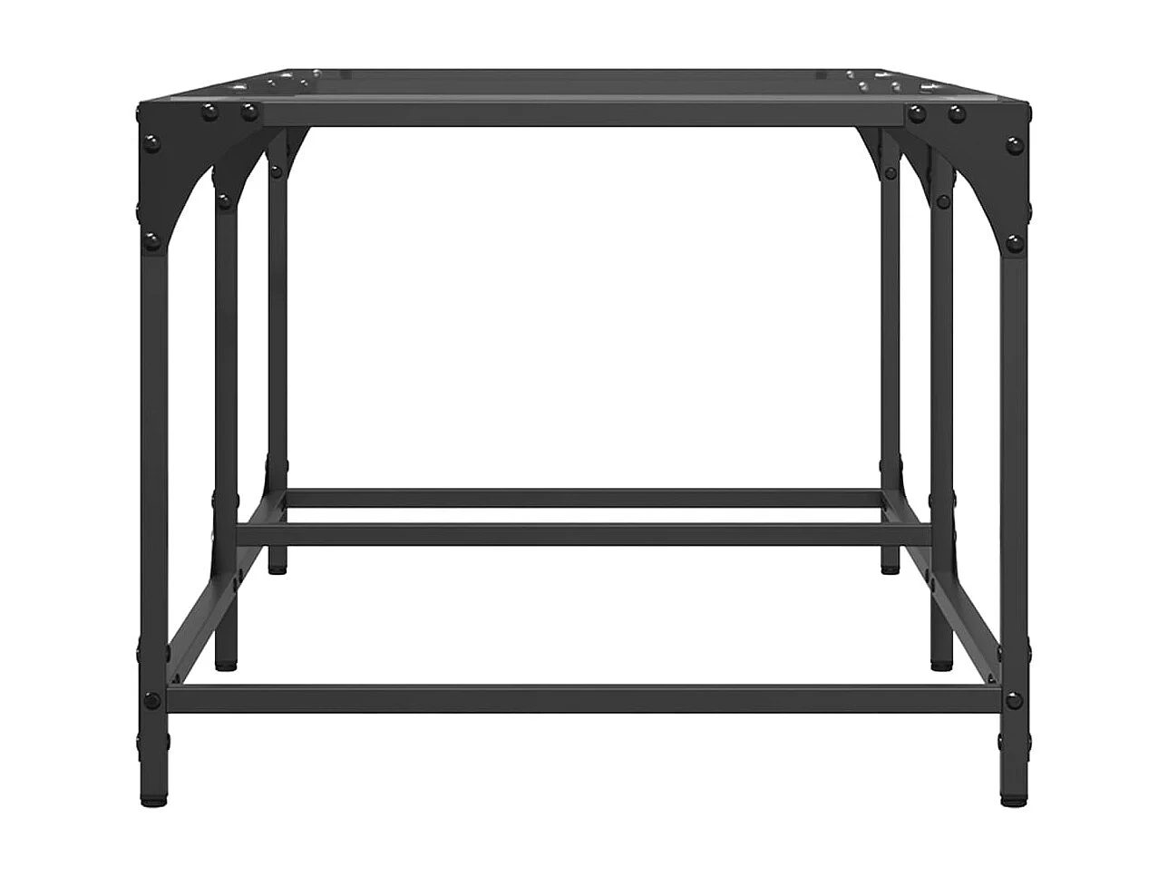 Tavolino con piano in vetro trasparente 98,5x50x40cm acciaio